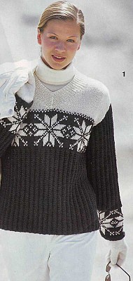 Пуловер с каймой и V-образным вырезом