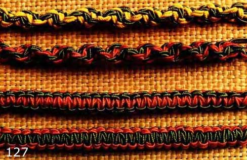 Цветные витые цепочки из одинарных плоских узлов