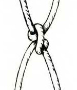 Узлы из двух нитей. Пионерский узел (выбленочный), фото