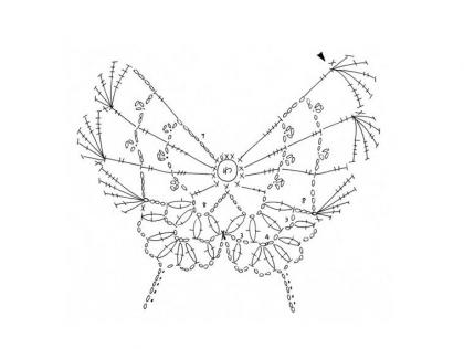 Схема вязания мотива бабочки