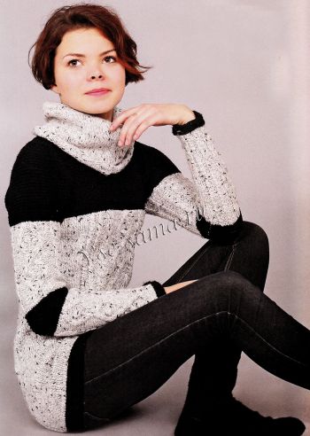 Пуловер с черными полосками, фото модели