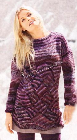 Пуловер с крупным плетёным узором