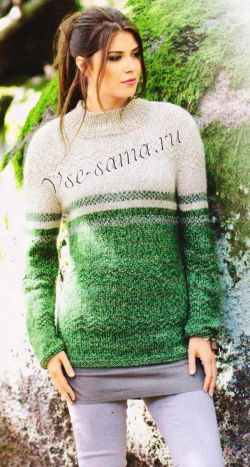 Пуловер с полосами из зигзагов