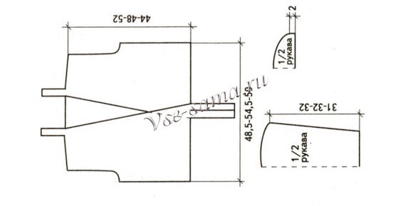 Схема вязания жакета на завязках