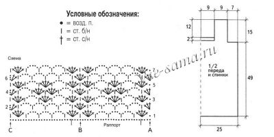 Схема вязания ажурного топа