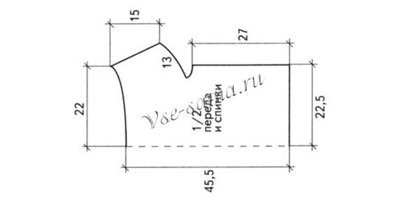 Схема вязания коричневого топа с круглой кокеткой