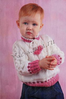 Пуловер с косами на малыша 2-3 лет