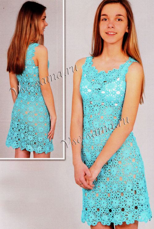 Голубое цветочное платье, фото