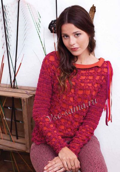 Пуловер - прекрасный красный, фото