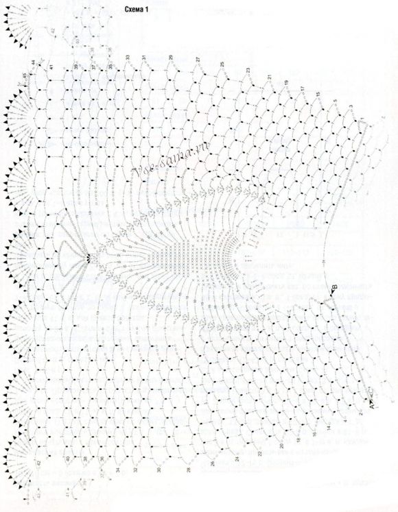 Схема 1 для вязания ажурной туники-сеточки
