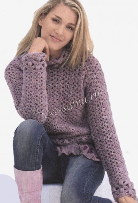 Ажурный пуловер крючком, фото