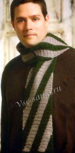 Мужской шарф в диагональную полоску, фото
