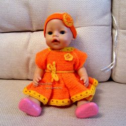 Оранжевое платье для куклы Baby Born, фото