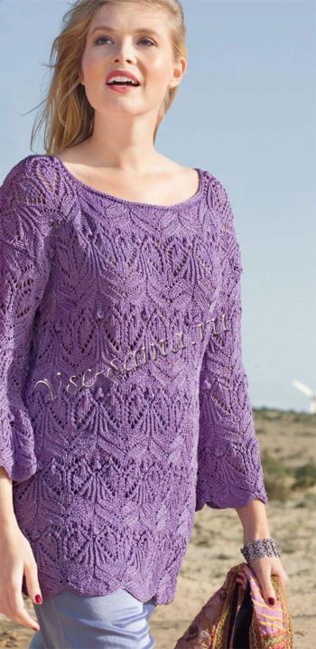 Фиолетовый ажурный пуловер, фото