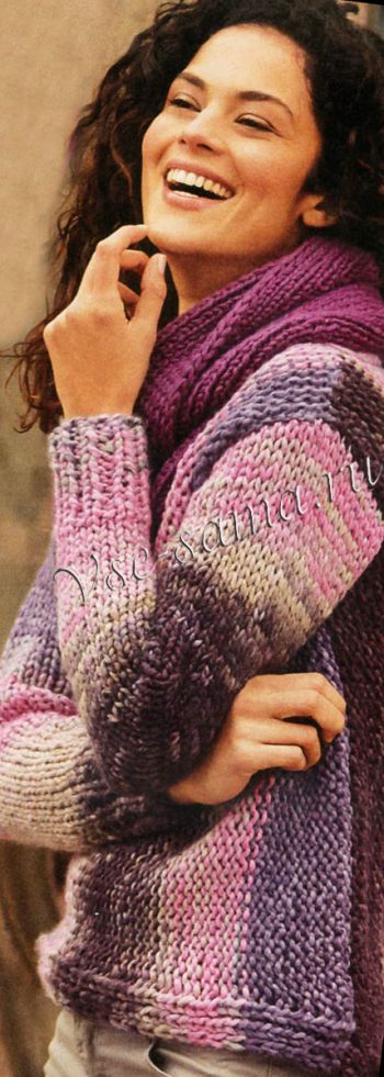 Пуловер и шарф-петля в технике нукинга, фото