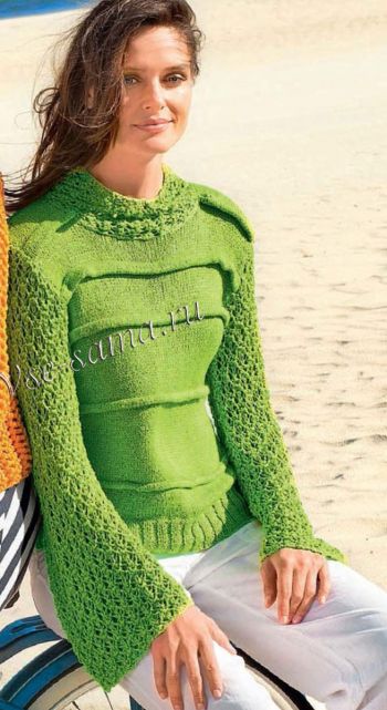 Пуловер с расклёшенными рукавами, фото