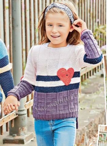 Пуловер с сердечками для девочки, фото