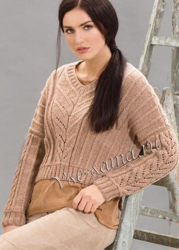 Укороченный пуловер с V-образным вырезом горловины, фото