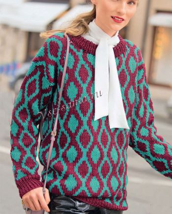 Жаккардовый двухцветный пуловер, фото