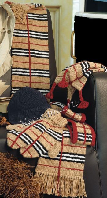 Классика Burberry - шарф, шапка, варежки, повязка, фото
