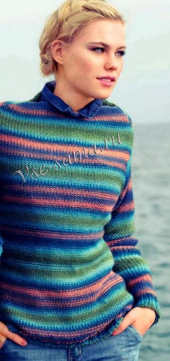 Простой полосатый пуловер, фото