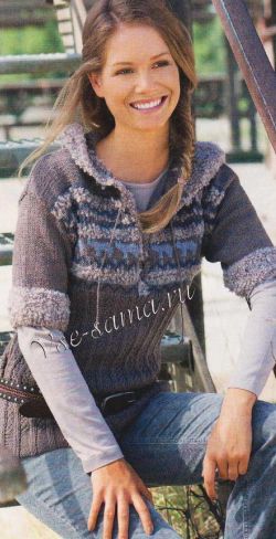 Пуловер с короткими рукавами и капюшоном, фото