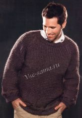Коричневый пуловер спицами
