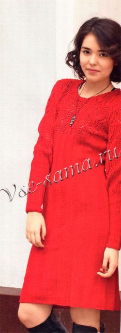 Красное платье из мерсеризованного хлопка, фото