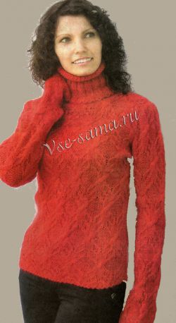 Красный свитер спицами