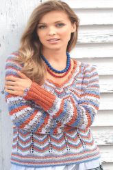 Полосатый пуловер с волнистым узором