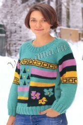 Пуловер с цветочной вышивкой
