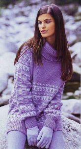Пуловер с рукавами реглан и узором со снятыми петлями