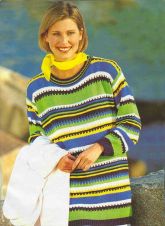 Разноцветный пуловер с полосами - спицами