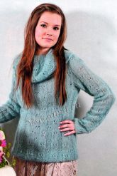 Серо-голубой пушистый пуловер