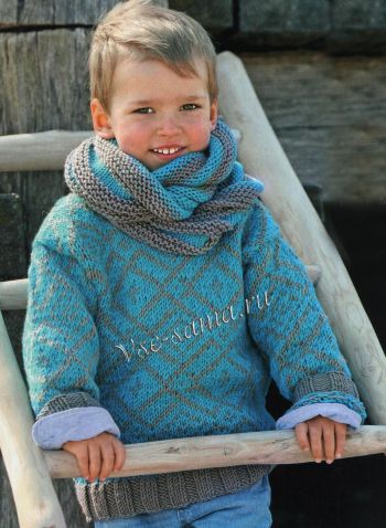 Пуловер с жаккардовым узором и шарф петля, фото