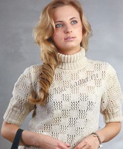 Бежевый ажурный пуловер