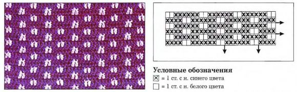 Схема вязания многоцветного узора 1
