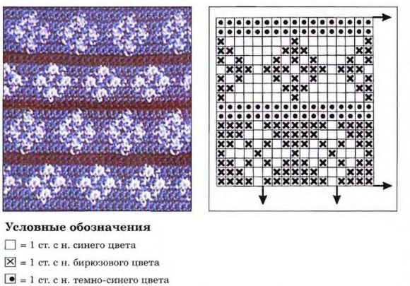 Схема вязания многоцветного узора 6