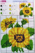 Солнечные цветы - Схема для вышивания крестиком