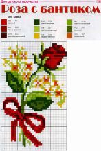 Роза с бантиком - Схема для вышивания крестиком