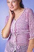 Розовый ажурный жакет крючком из хлопковой пряжи
