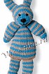 Вязаный заяц в бирюзовую полоску