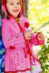 Розовое пальто крючком с цветочками