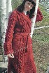 Вязаное пальто с запахом "Калина красная"