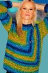 Сине-желтый пуловер спицами