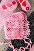 Розовый комплект - шапочка и туфельки крючком