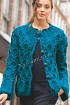 Иссиня-зеленый жакет с узором из ромбов