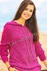 Пуловер яркорозового цвета с капюшоном