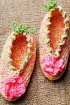 Меланжевые тапочки крючком с цветком