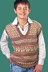 Жилет с жаккардовым узором спицами